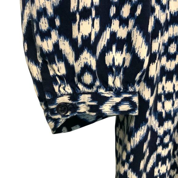 Old Navy Tunic Dress Blue Cream Tassel Womens Large - Picture 6 of 10